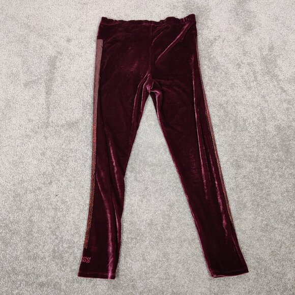 Guess Kids Girls Leggings Size 8 Red Velvet Embellished Pull On Stylish Elegant - Picture 5 of 5